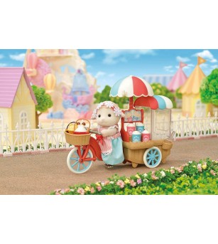 Sylvanian Families 5653 - Set Popcorn Delivery Trike și Figurina Oiță - Figurine