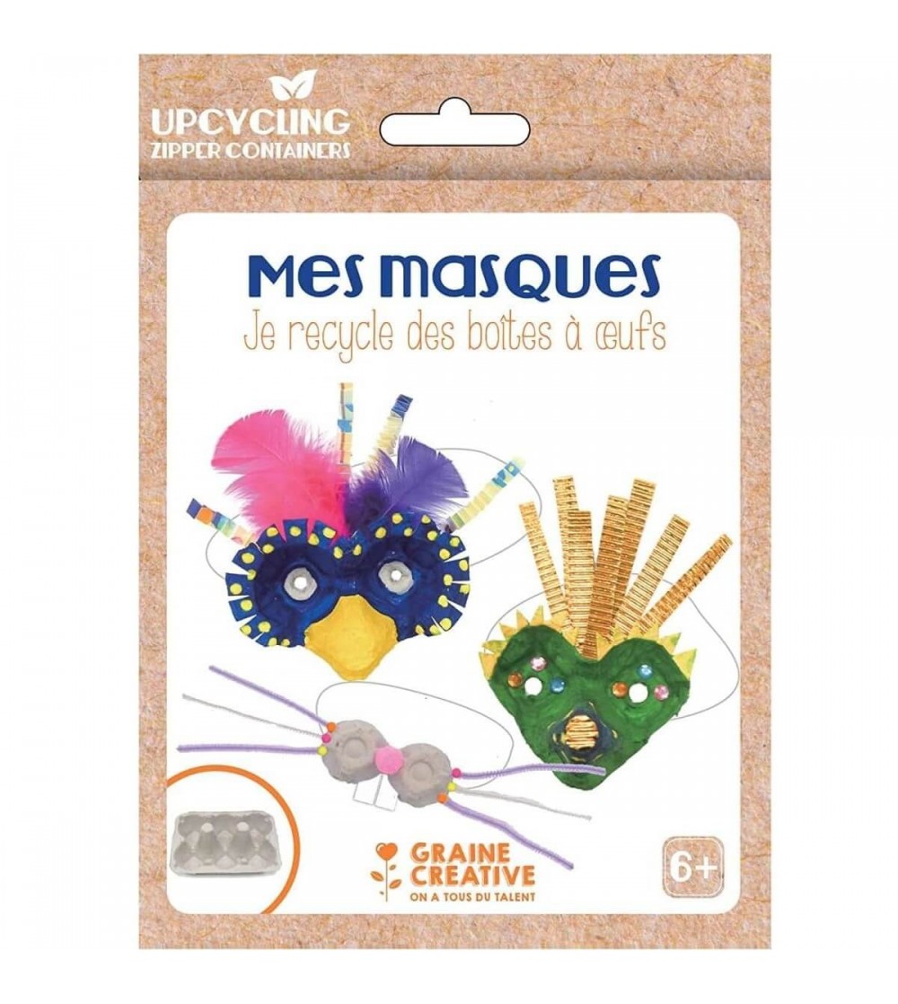 Kit creativ de reciclare, Măști, Graine Creative - Lucru manual pentru copii Kit creativ de reciclare, Măști, Graine Creative - Lucru manual pentru copii