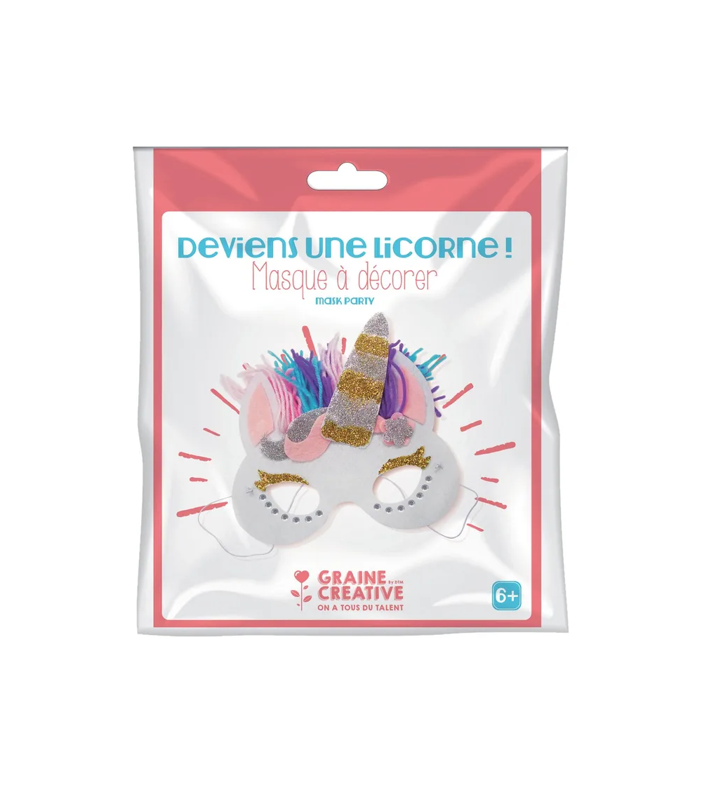 Kit mască din pâslă, Unicorn, Graine Creative - Măști pentru copii Kit mască din pâslă, Unicorn, Graine Creative - Măști pentru copii
