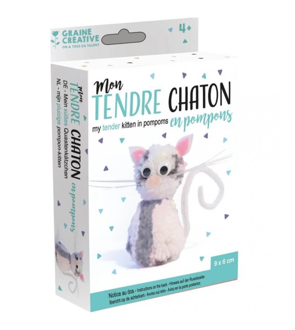 Set de creație pom-pom, Pisică, Graine Creative - Seturi creative DIY Set de creație pom-pom, Pisică, Graine Creative - Seturi creative DIY