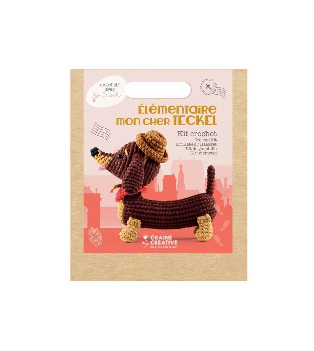 Kit pentru croșetat, Teckel 18 cm, Graine Creative - Seturi de cusut pentru copii