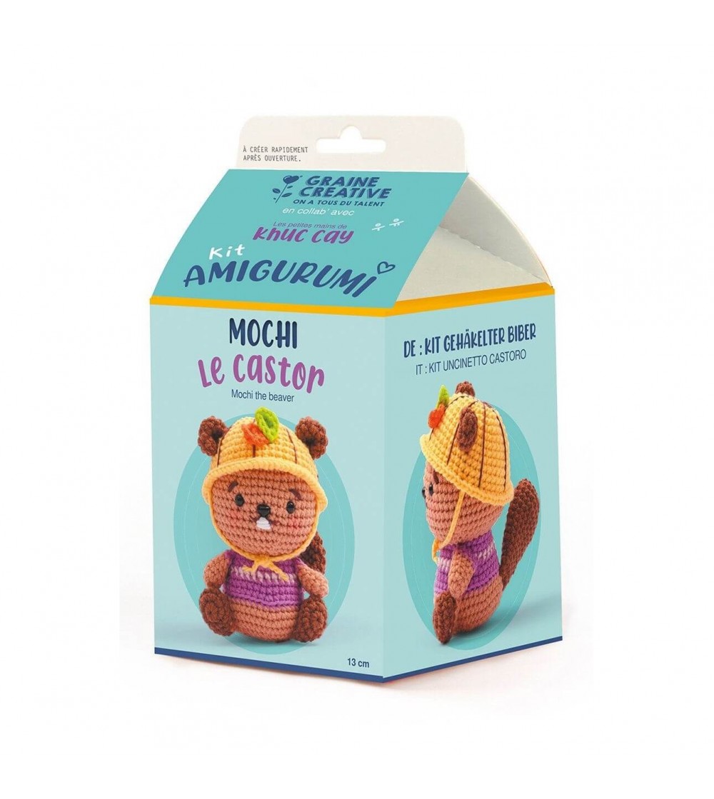Kit pentru crosetat, Castor 13 cm, Graine Creative - Seturi de cusut pentru copii