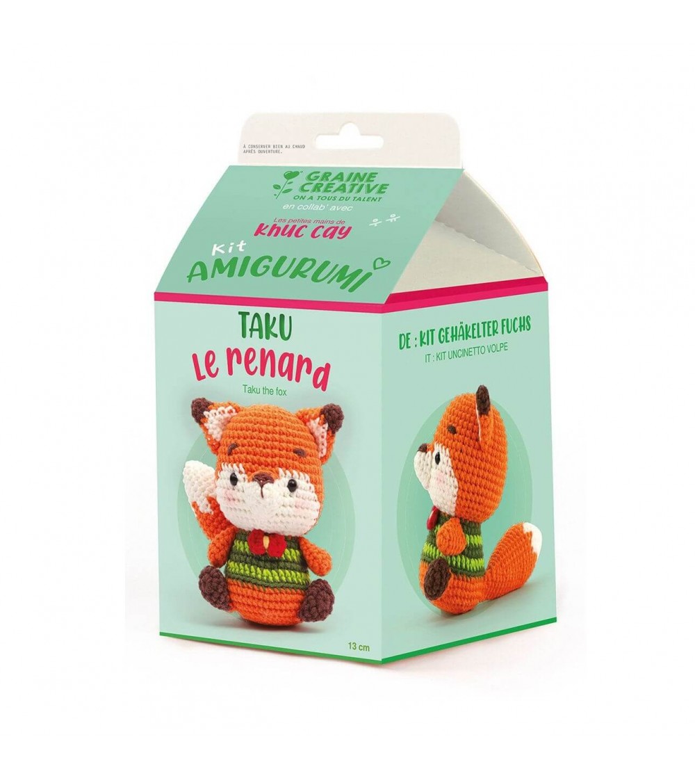 Kit pentru crosetat, Vulpe 13 cm, Graine Creative - Seturi de cusut pentru copii