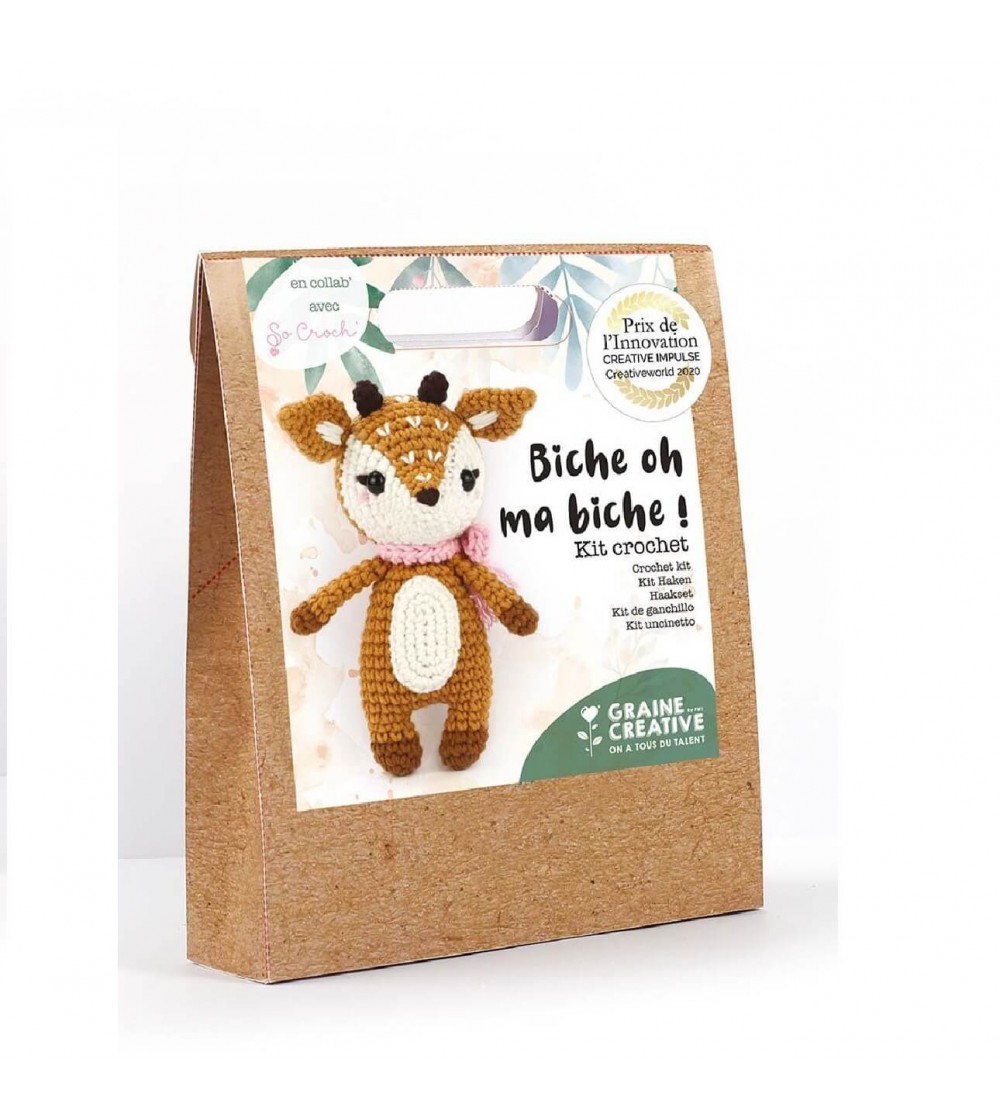 Kit Amigurumi pentru crosetat, Căprioară 17 cm, Graine Creative - Seturi de cusut pentru copii