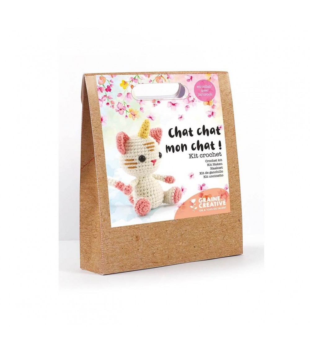 Kit Amigurumi pentru croșetat, Pisică Unicorn, Graine Creative - Seturi de cusut pentru copii Kit Amigurumi pentru croșetat, Pisică Unicorn, Graine Creative - Seturi de cusut pentru copii