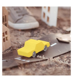Masinuta handmade din lemn, Waytoplay, galbena - Vehicule de jucărie