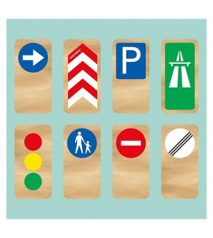 Semne de circulatie din lemn, 8 piese, Waytoplay - Vehicule de jucărie