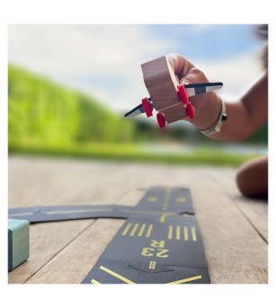 Runway, pista aeroport Waytoplay cu avion din lemn - Vehicule de jucărie