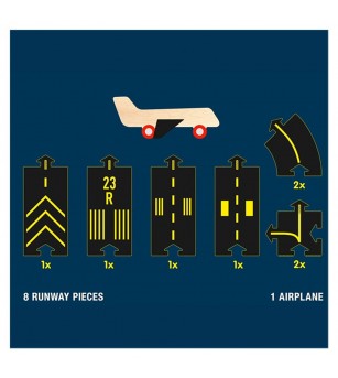 Runway, pista aeroport Waytoplay cu avion din lemn - Vehicule de jucărie