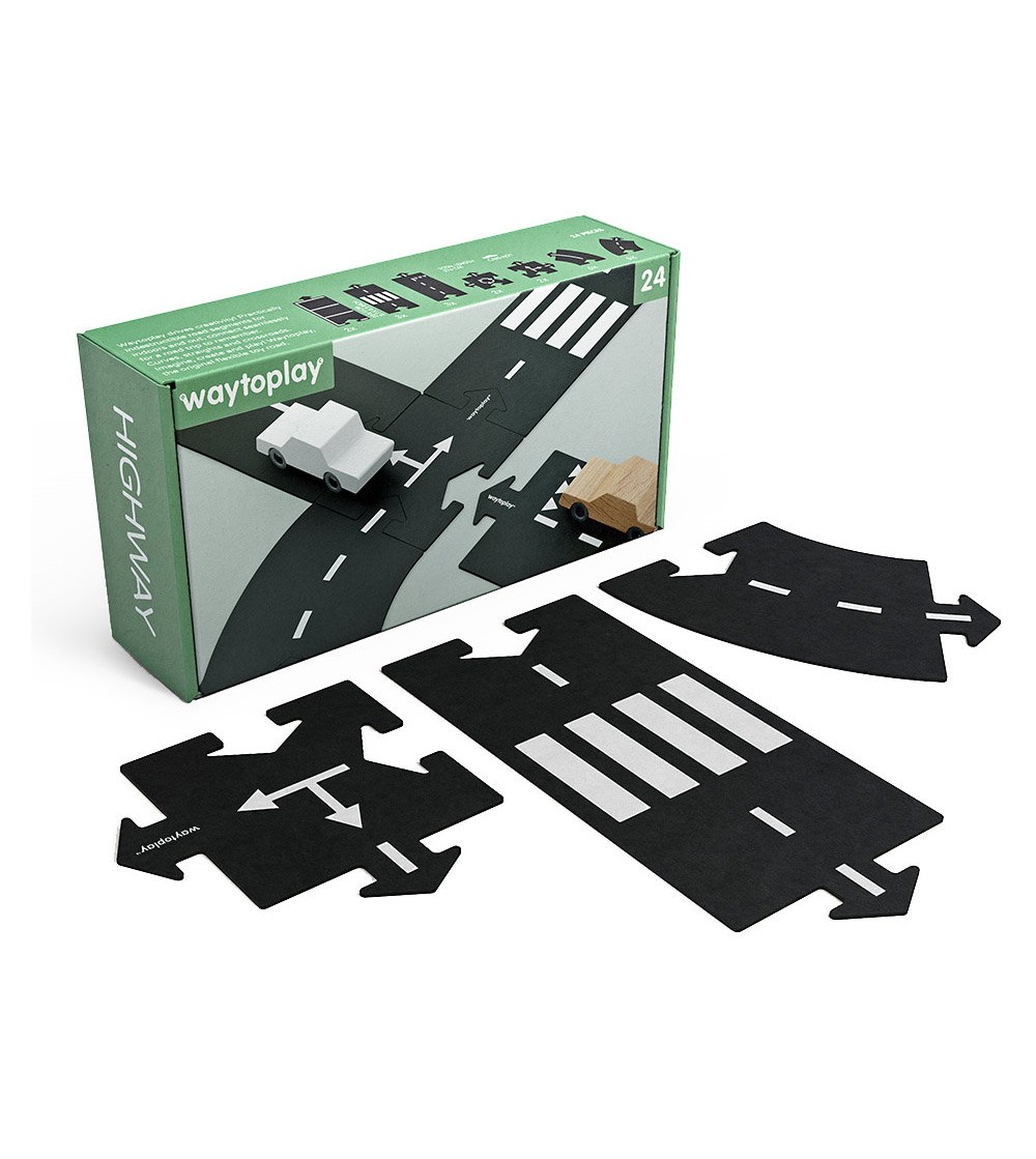 Traseu auto Waytoplay, Highway, 24 piese - Vehicule de jucărie