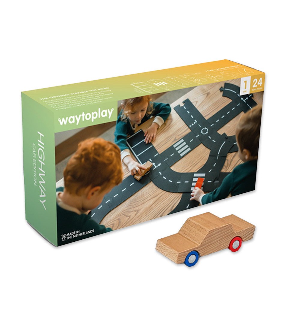 Traseu auto Waytoplay, Highway Car Edition, 25 piese - Vehicule de jucărie