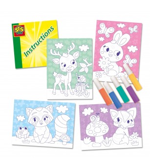 Set creativ de jucarie - Arta cu nisip colorat - Animale din padure - Seturi cu nisip colorat și sclipici