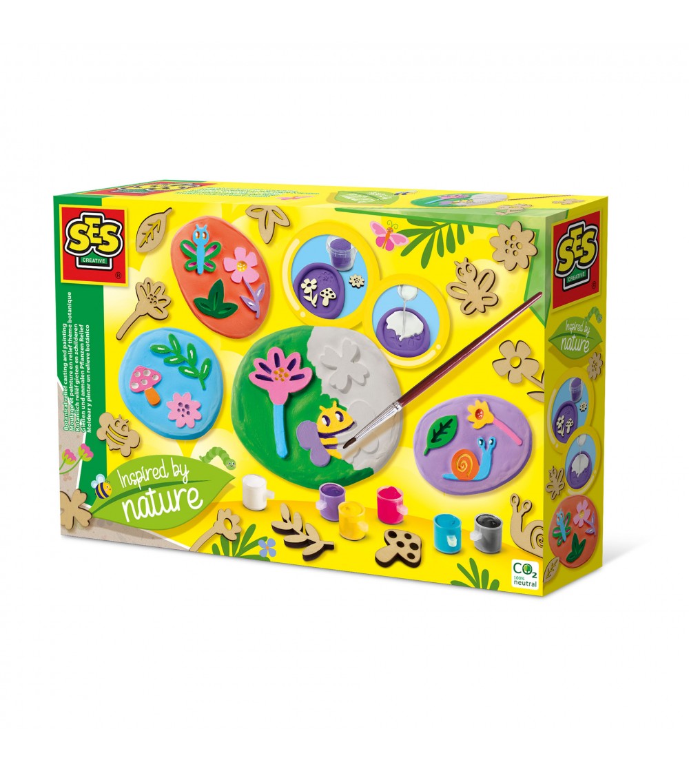 Set creativ copii - mulaj si pictura - Relief botanic inspirat din natură - Seturi creative DIY