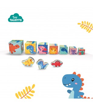 Jucarie de stivuit pentru copii - Turn cu figurine de dinozauri - Jucării de lemn si Montessori