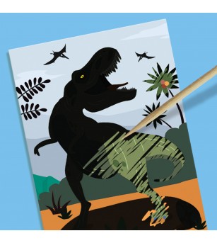 Set creativ pentru copii cu mulaj si pictura - Dinozauri 2 in 1, razuire - Figurine de pictat