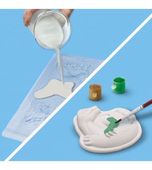 Set creativ pentru copii cu mulaj si pictura - Dinozauri 2 in 1, razuire - Figurine de pictat