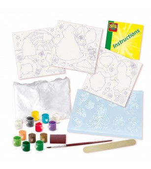 Set creativ de copii cu mulaj si pictura - 3 panze de pictat printese - Figurine de pictat