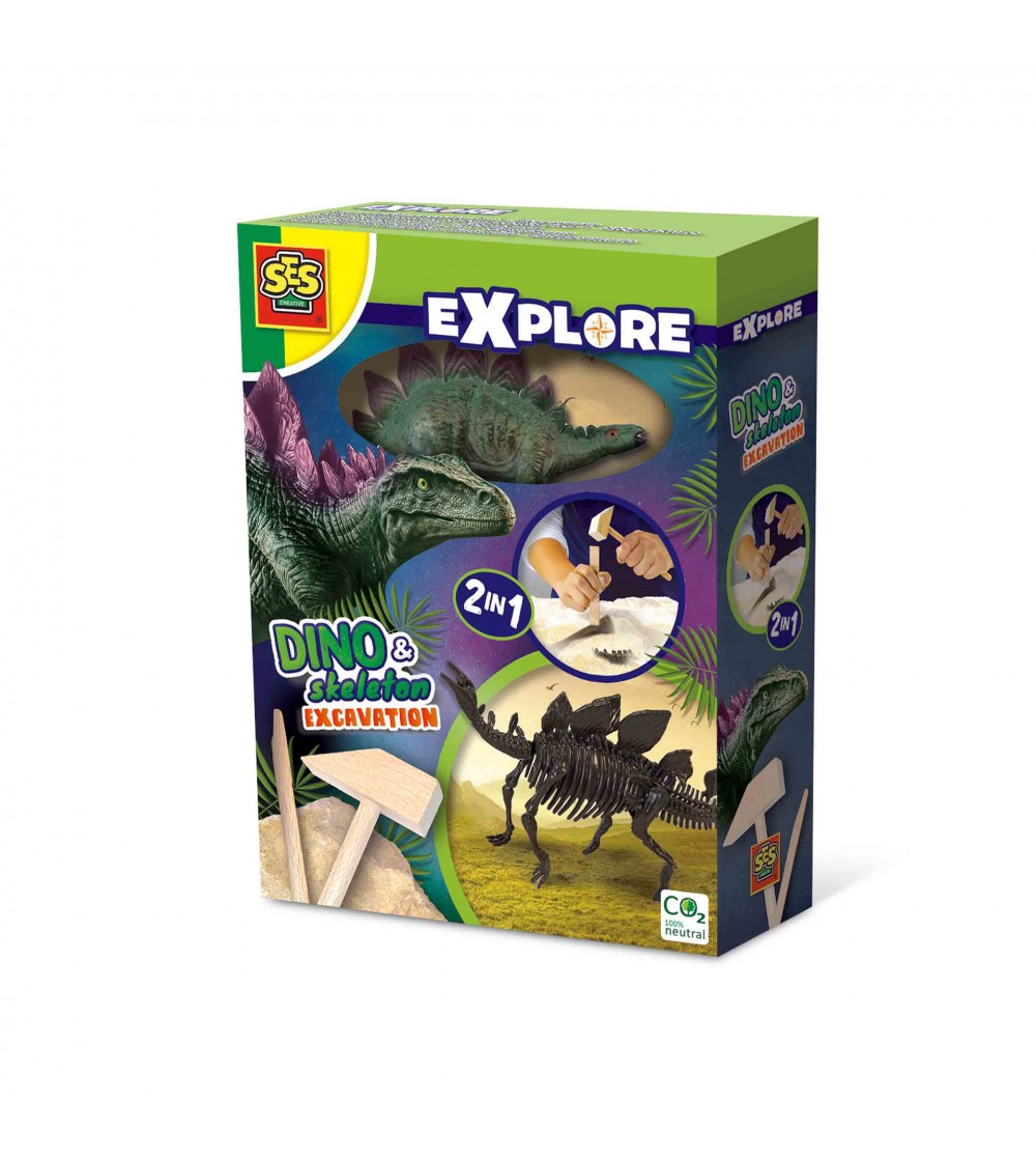 Set creativ Dino si excavarea scheletului 2 in 1 - Stegozaur - Mediu înconjurător