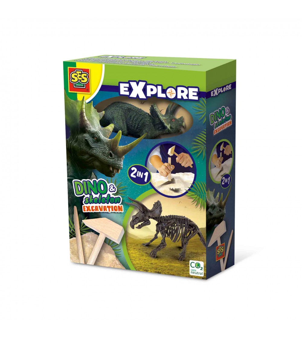 Set creativ Dino si excavarea scheletului 2 in 1 - Triceratops - Mediu înconjurător