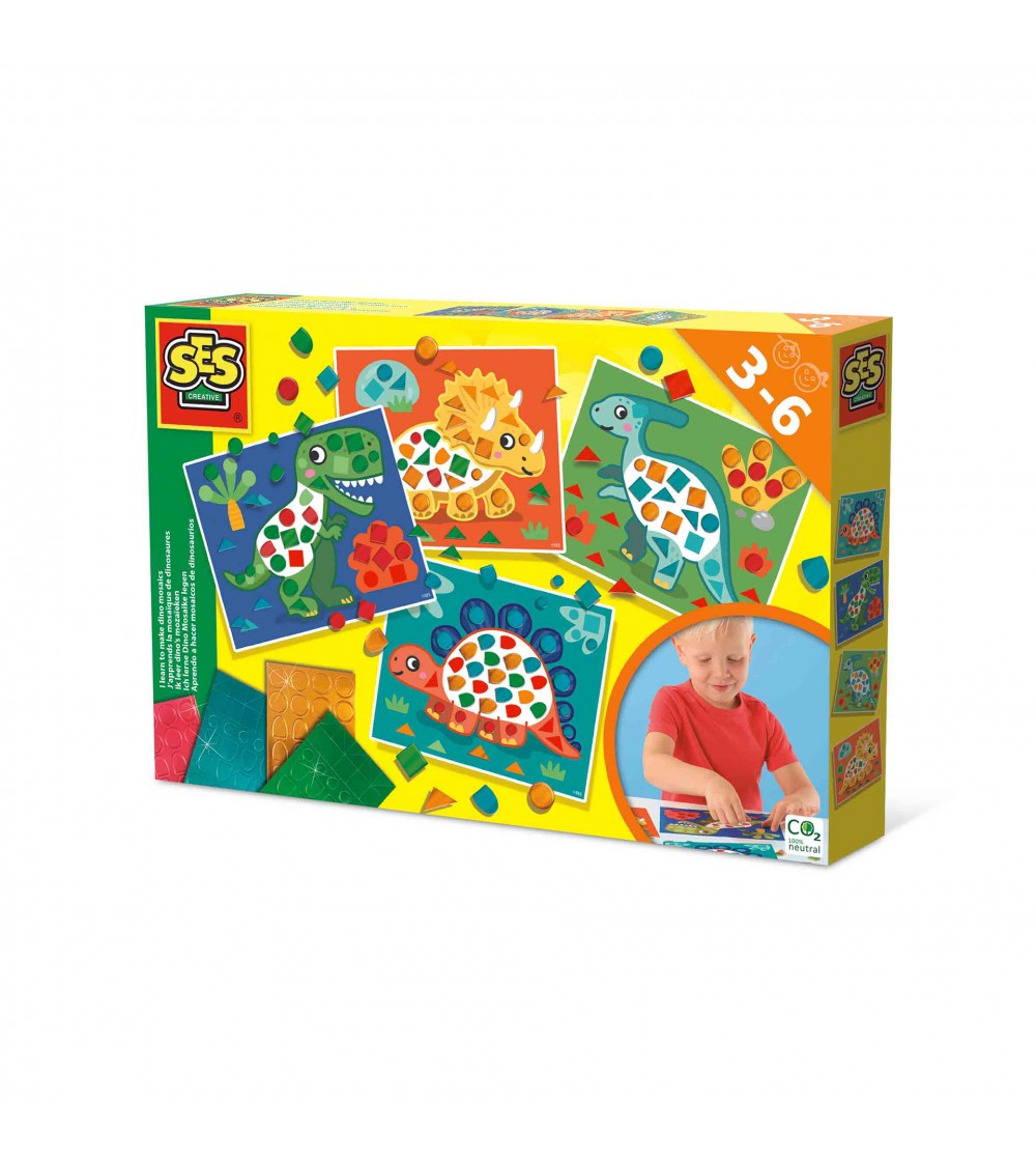 Set creativ - Invat sa creez tablouri cu mozaic, dinozauri - Mozaic copii Set creativ - Invat sa creez tablouri cu mozaic, dinozauri - Mozaic copii