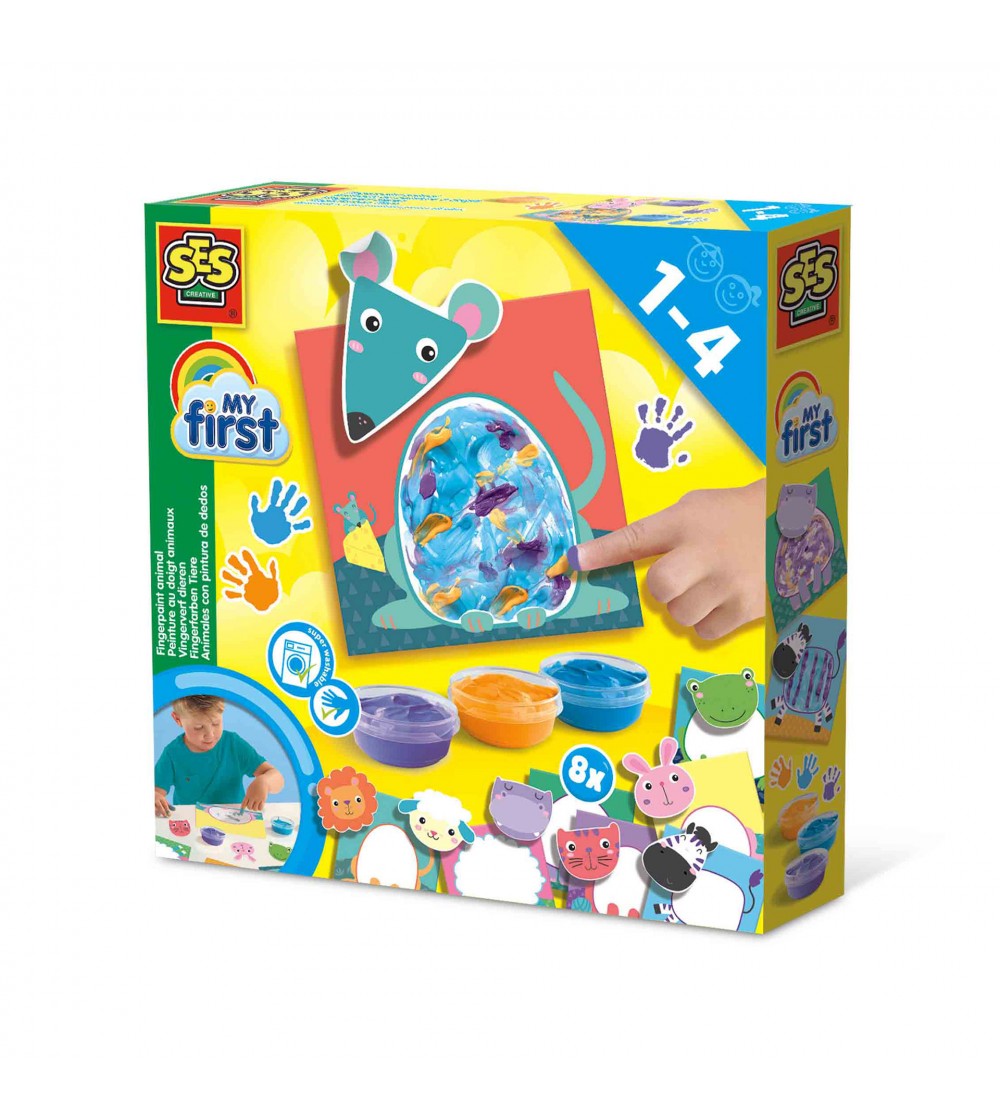 My first - Set acuarele pentru degete si tablouri cu animale - Acuarele, pensule, blocuri de desen