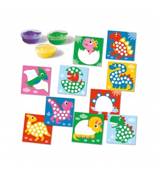 My first - Set acuarele pentru degete si tablouri cu dinozauri - Acuarele, pensule, blocuri de desen