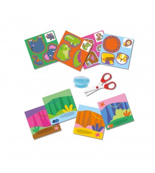 Set creativ - Invat sa decupez si sa lipesc, animale - Seturi cu hârtie și quilling