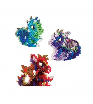Set creativ Beedz - Margele de calcat Dragoni 3D Glow in the Dark - Mărgele de călcat