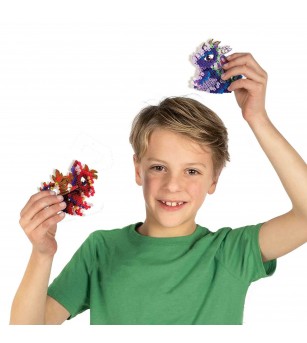 Set creativ Beedz - Margele de calcat Dragoni 3D Glow in the Dark - Mărgele de călcat