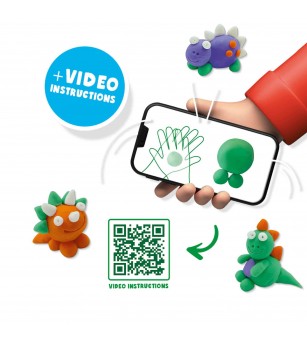 Plastilina colorata vegana FunDo - Dinozauri (3 x 90 gr - 1 x 40 gr) - Plastilină