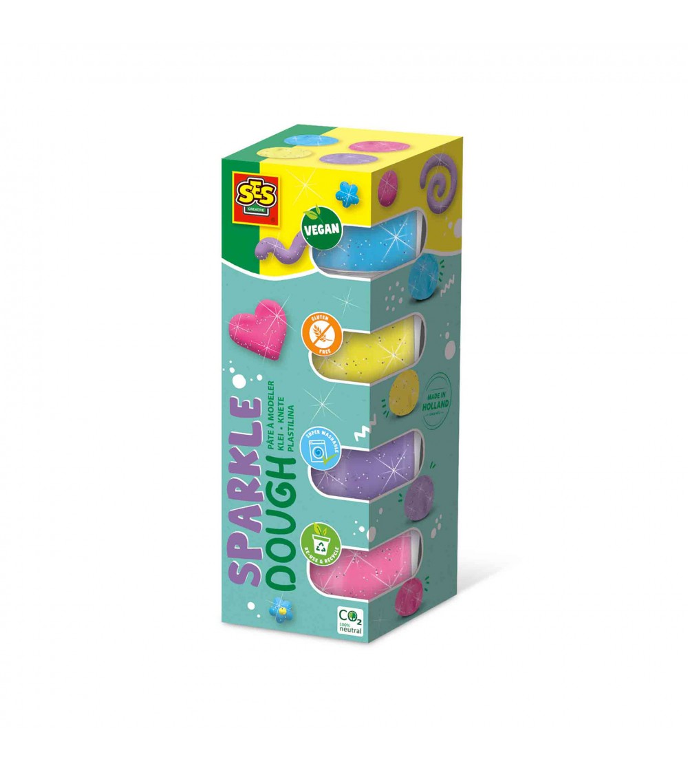 Plastilina colorata vegana cu sclipici Feel Good 4 x 90gr - Plastilină Plastilina colorata vegana cu sclipici Feel Good 4 x 90gr - Plastilină
