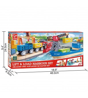 Set de jucarie din lemn - port cu trenuri, vapoare si camioane - Vehicule de jucărie