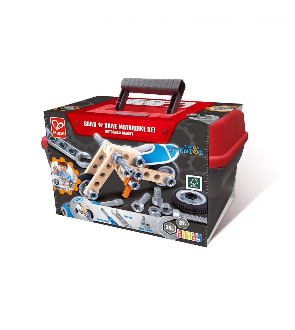 Jucarie din lemn - Set de constructie motociclete (34 piese) - Jocuri construcție Jucarie din lemn - Set de constructie motociclete (34 piese) - Jocuri construcție