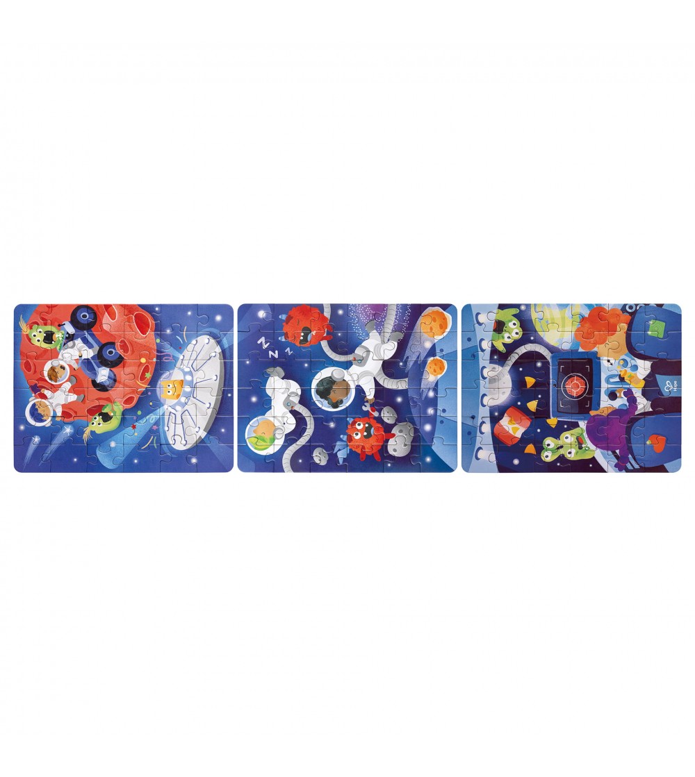 Puzzle pentru copii Aventura in Spatiu (3 in 1) si joc storytelling - Puzzle copii
