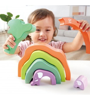 Jucarie din lemn de stivuit - Elefant (7 piese) - Jucării de lemn si Montessori