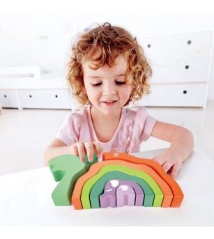 Jucarie din lemn de stivuit - Elefant (7 piese) - Jucării de lemn si Montessori