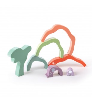 Jucarie din lemn de stivuit - Elefant (7 piese) - Jucării de lemn si Montessori