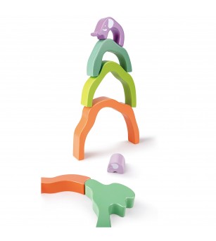 Jucarie din lemn de stivuit - Elefant (7 piese) - Jucării de lemn si Montessori