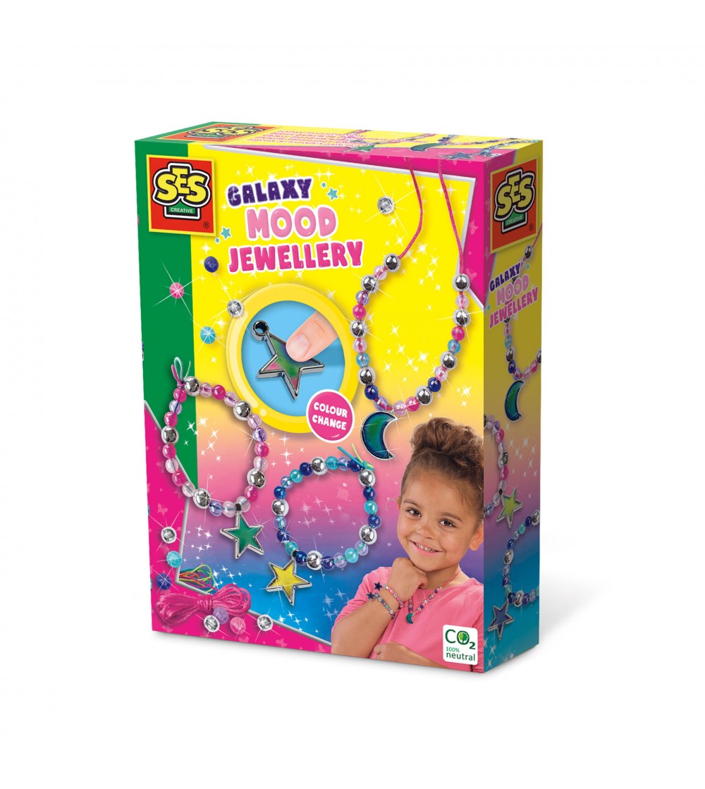 Set creativ copii - Bijuterii cu margele cu tematica galaxie - Seturi cu mărgele și brățări