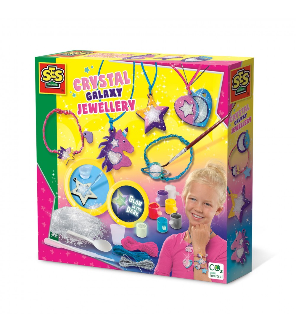 Set creativ copii - Bijuterii cu cristale cu tematica galaxie - Seturi cu mărgele și brățări
