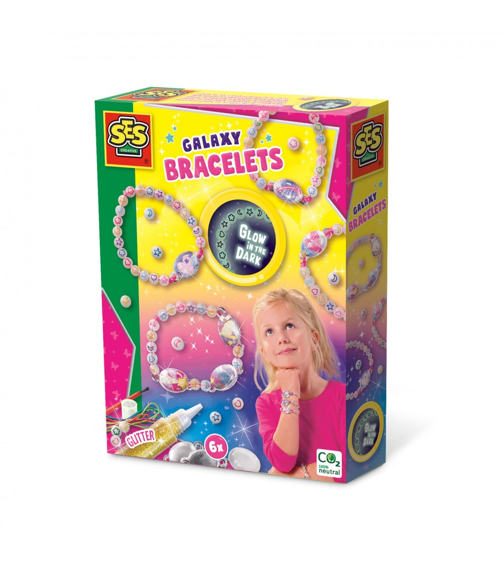 Set creativ pentru copii - - Bratari cu tematica galaxie Glow in the Dark - Seturi cu mărgele și brățări