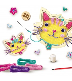 Set creativ de broderie pe tul pentru copii cu pisici - Seturi de cusut pentru copii