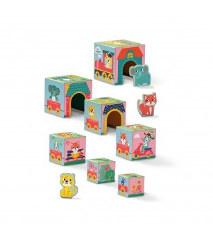 Jucarie de stivuit - Turn cu figurine de animale - Jucării de lemn si Montessori