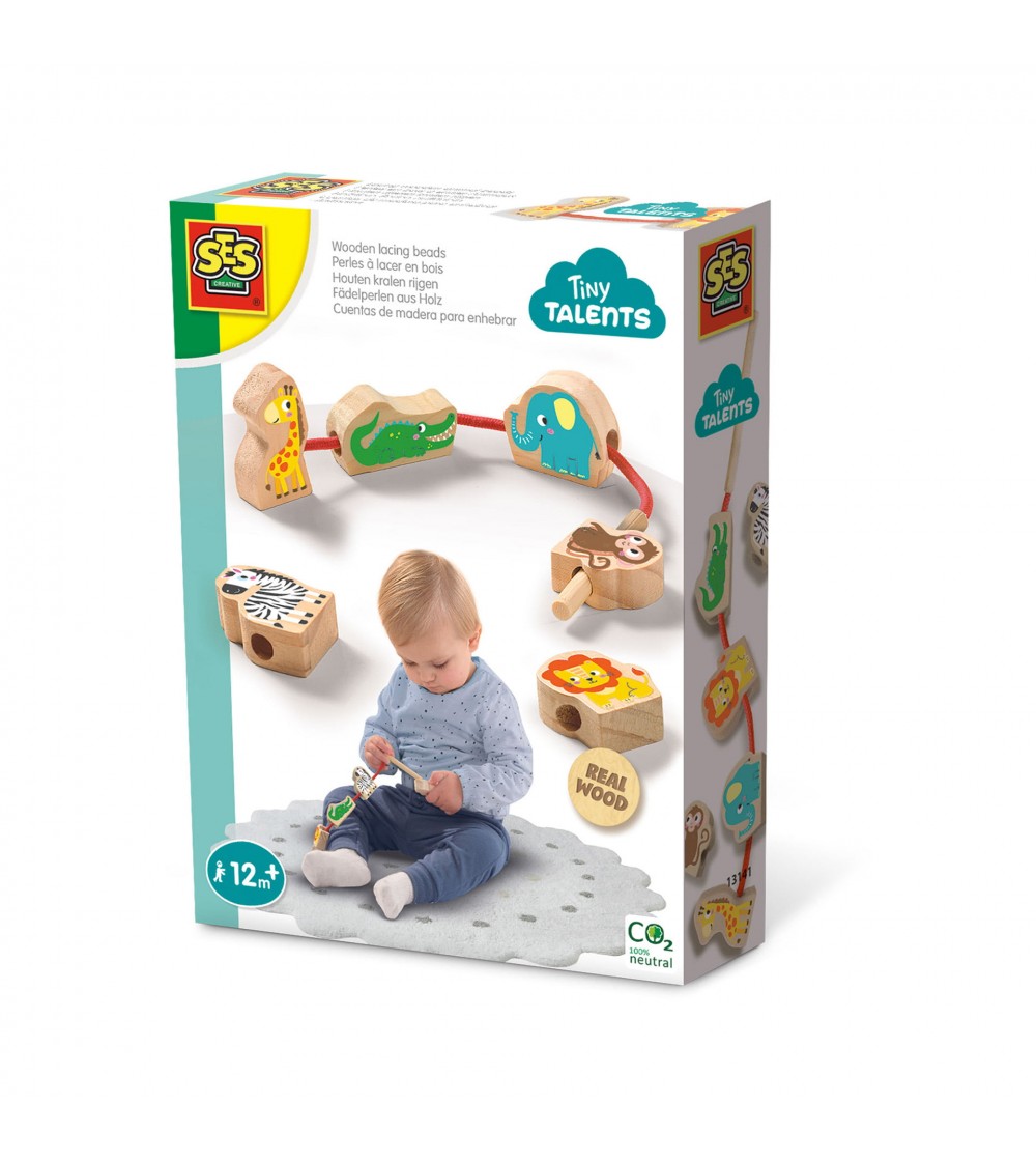 Jucarie din lemn - Set de insirat animale din lemn - Jucării de lemn si Montessori