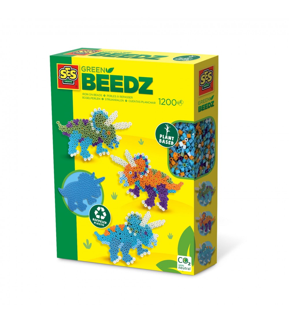 Set creativ Green Beedz – Margele de calcat Triceraptos - Mărgele de călcat