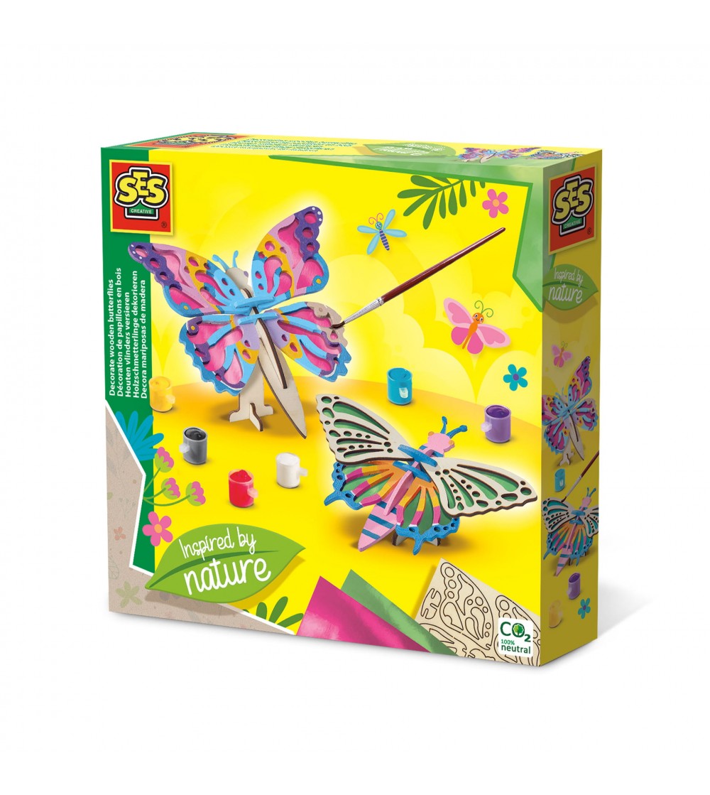 Set de creatie pentru copii cu decoratie fluturi din lemn - Seturi de pictura și desenat