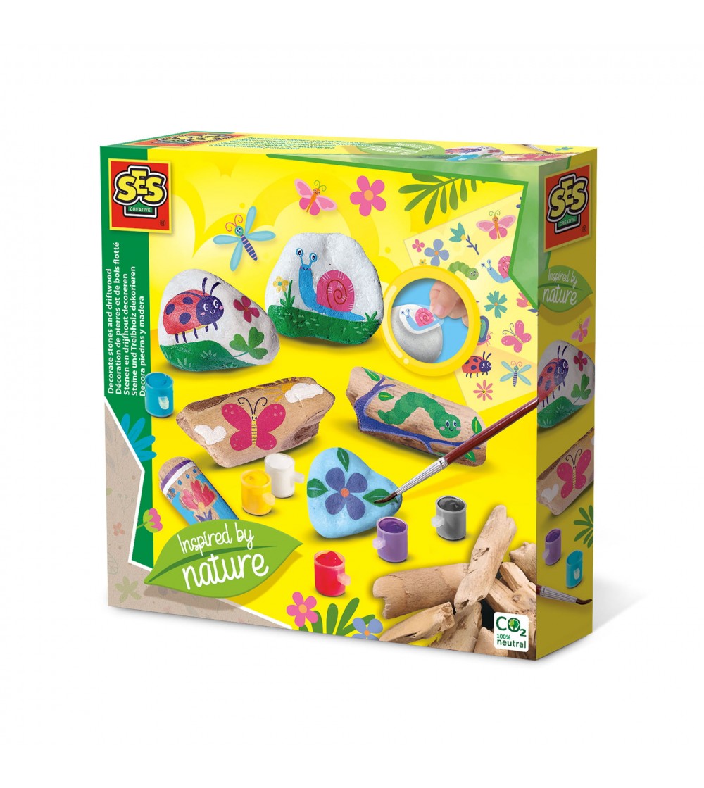 Set creativ - Decoreaza pietre si lemn cu tematica din natura - Seturi de pictura și desenat