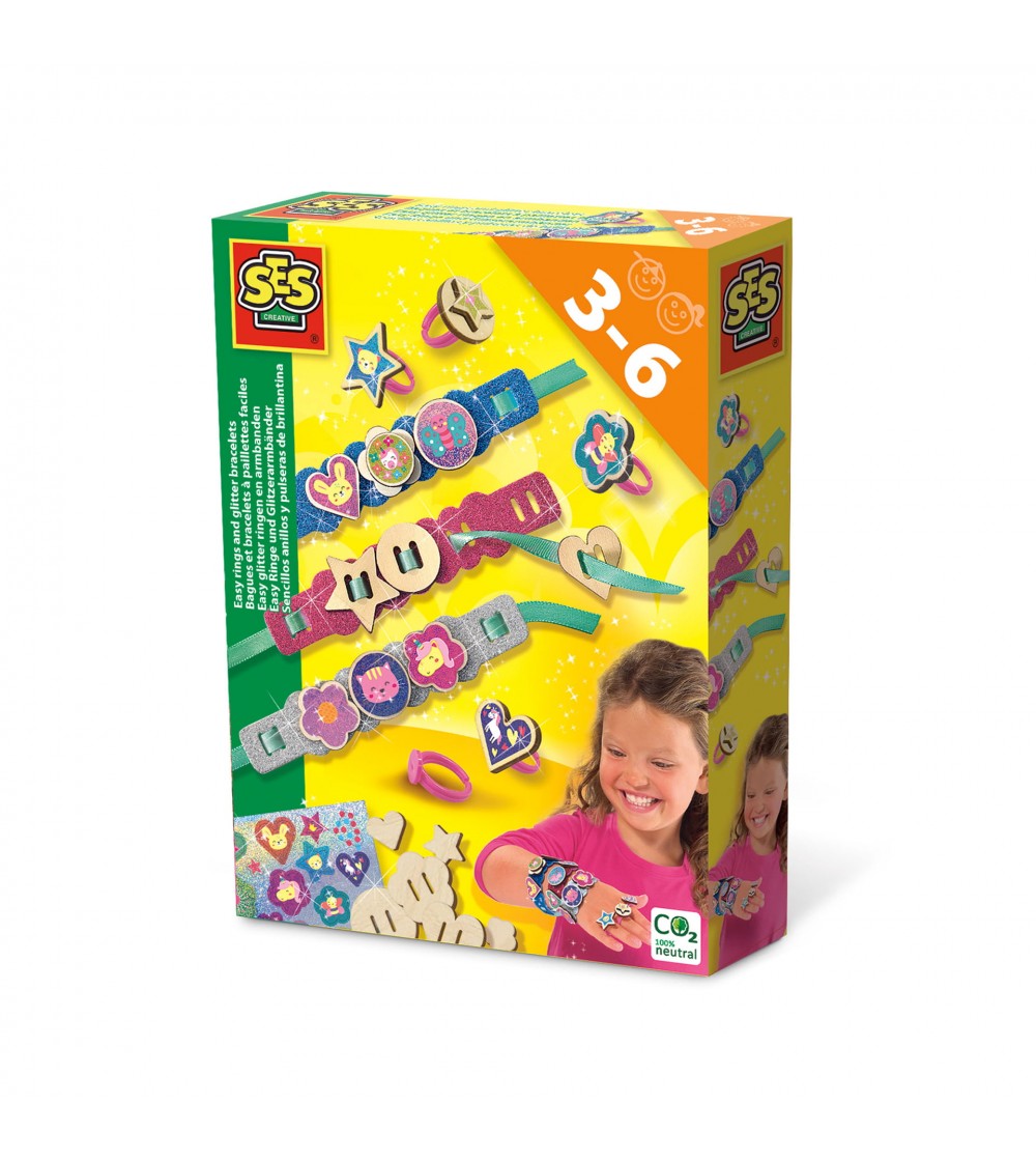 Set creativ - Inele si bratari cu sclipici - Seturi cu mărgele și brățări