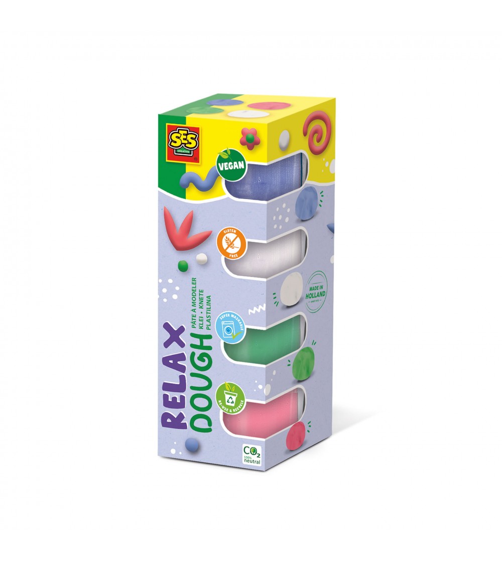 Plastilina colorata vegana pentru copii SES Relax 4 x 90 gr - Plastilină Plastilina colorata vegana pentru copii SES Relax 4 x 90 gr - Plastilină