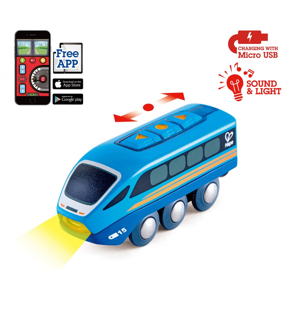 Jucarie din lemn - Tren cu telecomanda (aplicatie Bluetooth) - Vehicule de jucărie